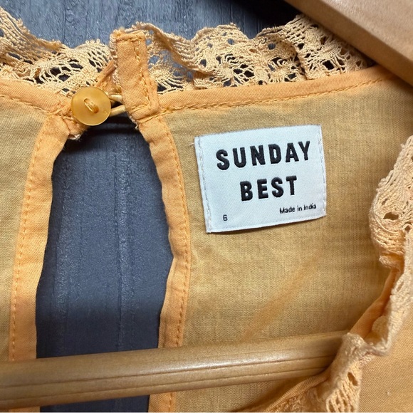 Aritzia Sunday Best Harriet Ruffled Peach Apricot Orange Mini Dress Size 6 NWT - Picture 5 of 11